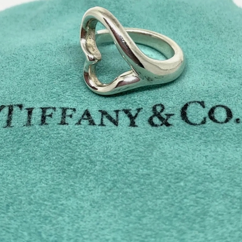Tiffany & Co Sterling Silver Elsa Peretti Open Heart Ring Size 4.5 - Picture 1 of 8